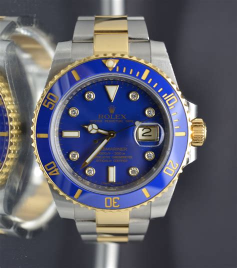 blue rolex submariner diomond gold|authentic Rolex Submariner.